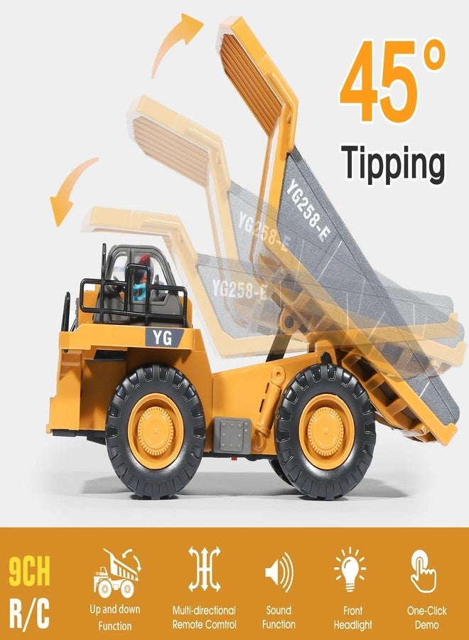 شاحنة قلابة تعمل بالتحكم عن بعد من جوي جاي بمقياس 1:24، شاحنة بناء تعمل بالتحكم عن بعد بتردد 2.4 جيجاهرتز و9 قنوات، ألعاب تعليمية لمركبات هندسية مزودة بإضاءة وموسيقى للأطفال (شاحنة قلابة تعمل بالتحكم عن بعد - 9 قنوات) - Image 3